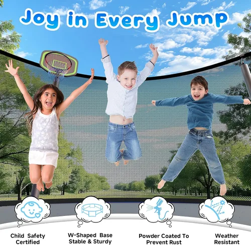 Vista 2 de Trampolín de 10 pies, 12 pies, 14 pies, 16 pies, para niños y adultos, trampolines recreativos al aire libre con red de cierre, escalera, rociador