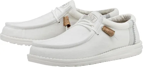 Vista 7 de Hey Dude Wally Linen - Mocasines para hombre, cómodos y ligeros, sin cordones Blanco
