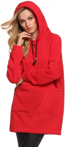 Vista 4 de Qearl - Sudadera con capucha para mujer de ajuste holgado para otoño con bolsillos, S