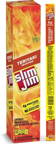 Vista 9 de Slim Jim - Palito de carne ahumada gigante, sabor Hot AF, apto para Keto, 0.97 oz 24 palitos