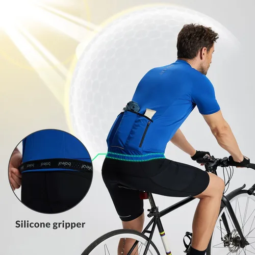 Vista 4 de BALEAF Camiseta de ciclismo para hombre, manga corta, camisetas de ciclismo de bicicleta, camiseta con cremallera completa, 3+1 bolsillos, UPF50+