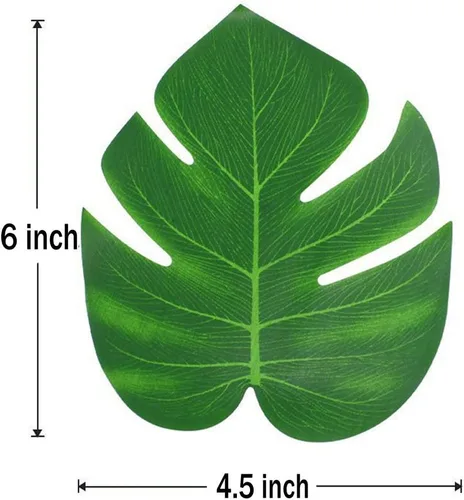 Vista 2 de 36 piezas de hojas de Monstera de palmeras artificiales tropicales – Decoración de tela de seda de imitación, accesorios de decoración de mesa