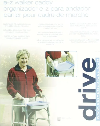 Vista 6 de Drive Medical RTL10131 E-Z Walker Caddy con bandeja, gris/azul