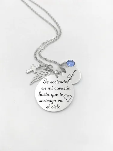 Vista 2 de Joyas conmemorativas, español,Te sostendré en mi corazón hasta que te sostenga en el Cielo, Pérdida de niños, Pérdida de un ser querido
