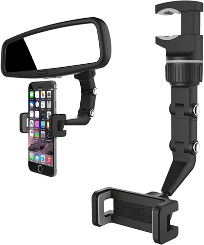 Vista 6 de Soporte para teléfono para espejo retrovisor, soporte universal ajustable de 360°, soporte universal de 360 grados, soporte para teléfono celular