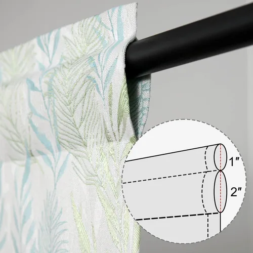 Vista 3 de Cortinas de cenefa con bolsillo para barra, cortina reductora de vista verde y azul para puerta francesa, 1 panel decorativo sólido para ventana
