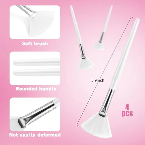 Vista 2 de DOSTATNI Estetician Supplies for Facials Set 15 piezas Estético Esponjas 4 Cepillos Faciales Diademas Tazones, Suministros Rosa, Blanco