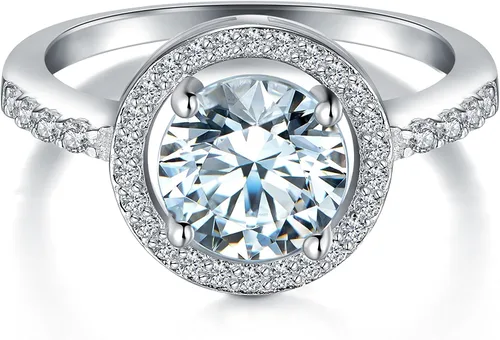 Vista 2 de Boruo anillo de plata esterlina 925, alianza de bodas, anillo eterno de diamante circón cúbico de 8mm, alianza de bodas