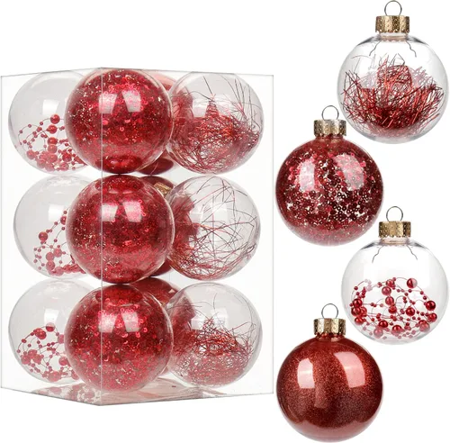 Vista 13 de Briful Bolas de Navidad de plástico transparente inastillables de 3.150 in/3.15 pulgadas, juego de bolas de Navidad decorativas transparentes