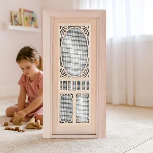 Vista 7 de 1:12 Mini modelo de muebles de casa de muñecas, puerta de pantalla para casa de muñecas, abedul para puertas de casa de muñecas DIY