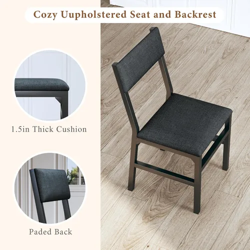 Vista 5 de Juego de mesa de comedor de 7 piezas para 4-6, sillas extensibles para mesa de cocina, juego de 6 con 6 sillas, mesa de comedor rectangular