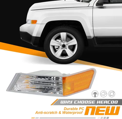 Vista 3 de HERCOO Cubierta de lámpara de luz intermitente frontal Compatible con Jeep Patriot 2007 2008 2009 2010 2011 2013 2014 2015 2016 2017 Luz de esquina