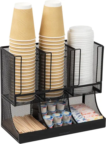 Vista 10 de Mind Reader "Flume" Organizador con 6 compartimientos para condimento y tazas, ninguno , Negro