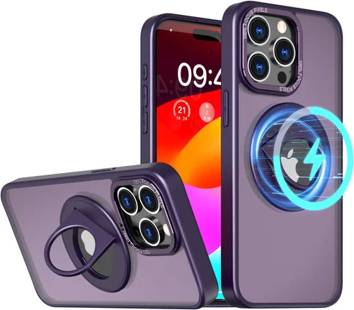 Vista 10 de ZCDAYE Funda para iPhone 13 Pro Max con soporte, iPhone 13 Pro Max, funda magnética para teléfono con soporte giratorio invisible, carga
