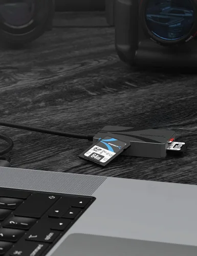 Vista 7 de SABRENT Lector de tarjetas USB tipo C, SDXC UHS-II de doble ranura y microSDXC SD 4.0 (CR-CSDM)