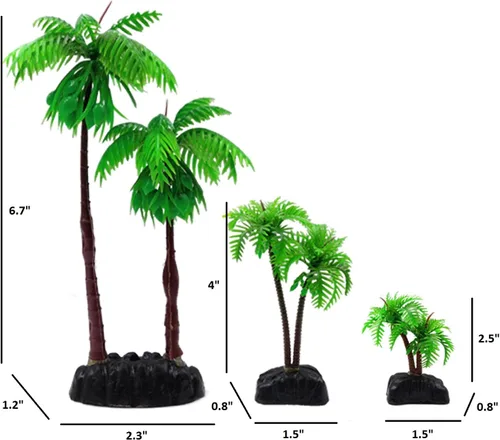 Vista 5 de M2cbridge Árbol de coco de plástico para acuario, plantas de coco, palmera para decoración de acuarios de peceras (9 piezas)