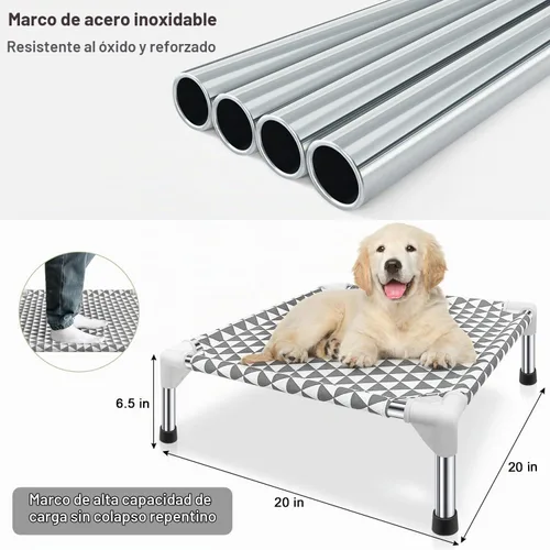 Vista 6 de Kuntrust Cama Elevada para Perros de Exterior Actualizada Catre para Mascotas Elevado Cama Refrescante para Cachorros Cama Elevada para Perros