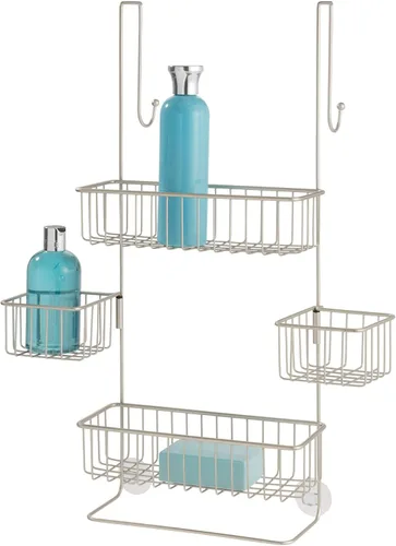 Vista 4 de iDesign Metalo - Organizador de ducha para baño, sobre la puerta, con cestas de almacenamiento para champú, acondicionador, jabón, color negro mate