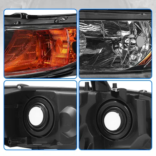 Vista 4 de DWVO - Conjunto de faros delanteros compatible con Honda Civic 2006, 2007, 2008, 2009, 2010, 2011 Coupé de 2 puertas, carcasa cromada, reflector