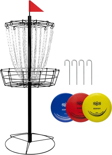 Vista 10 de Disc Golf Basket - Portable Disc Golf Target with Heavy Duty 24-Chains Come with 6pcs Disc Golf Discs and Carry Bag, Ground Stake -Suitable for