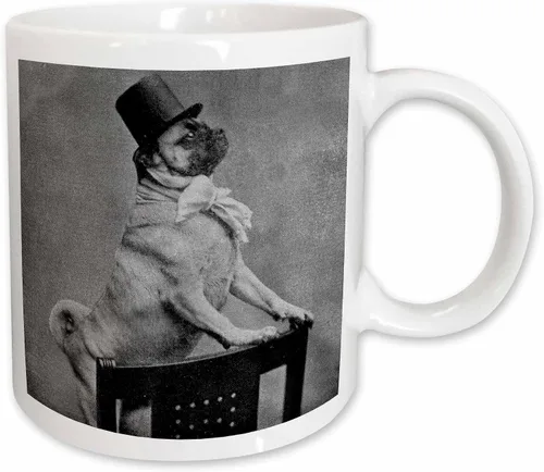 Vista 11 de 3D Rose mug_6775_4 "Pug in Top Hat Black and White" Taza negra de dos tonos, 11 onzas, negro/blanco