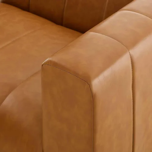 Vista 8 de Modway EEI-4513-TAN Bartlett - Sofá biplaza de cuero vegano de 2 piezas, color marrón