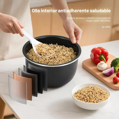 Vista 5 de Narcissus Arrocera de 3.5 tazas para 1-3 personas, multifuncional para arroz, avena, quinua, cocción lenta, vapor, cocina arroz y plato de vapor