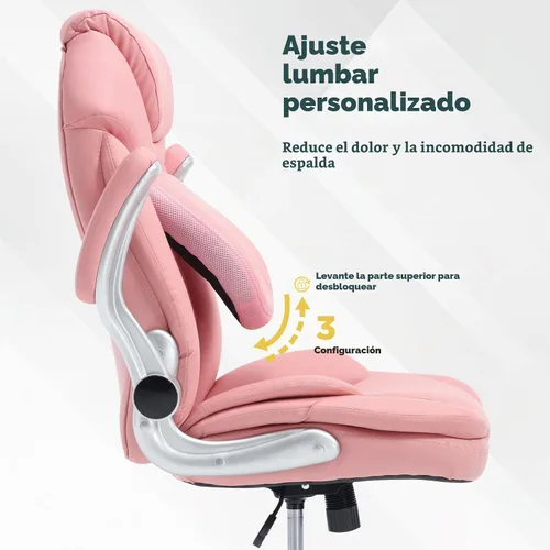 Vista 7 de Sillas de oficina ejecutivas ergonómicas con soporte lumbar ajustable, silla de gestión mecedora de 90-120°, sillas de escritorio giratorias