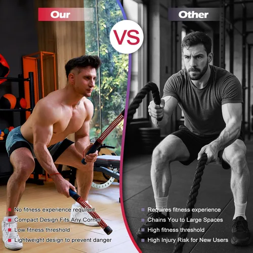 Vista 5 de Cuerdas de batalla sin cuerda mejoradas para gimnasio en casa, cuatro cables de entrenamiento ajustables de 1.7 a 2.8 libras, cables