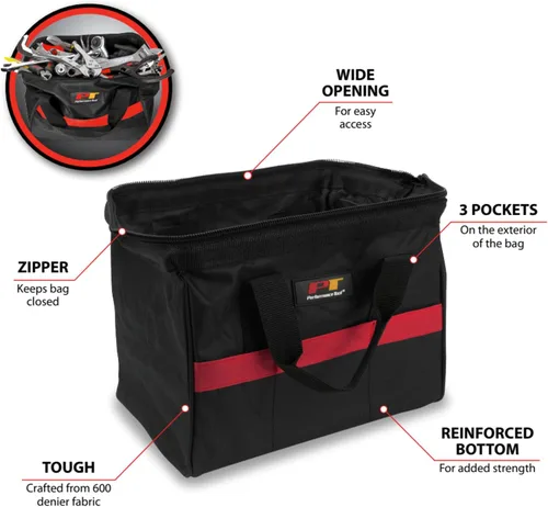 Vista 2 de Performance Tool W88985 - Bolsa de herramientas resistente con 3 bolsillos, tela de 600 denier y parte inferior reforzada para máxima durabilidad