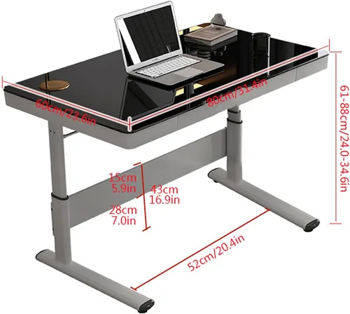 Vista 2 de Escritorio para computadora de estudio, mesa de elevación de pie para oficina, escritorio de computadora de altura ajustable, estación de trabajo