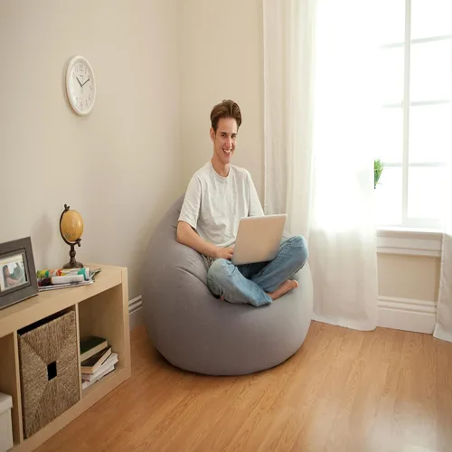 Vista 4 de Intex Silla inflable del bolso de Beanless, bomba de aire eléctrica gris de 120 voltios