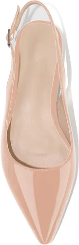 Vista 4 de MODENCOCO Zapatos planos de ballet con correa de tobillo y hebilla de patente pequeña cuadrada para mujer