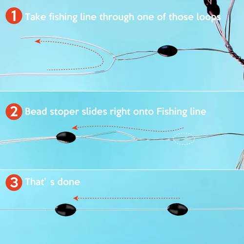 Vista 4 de Tapón de goma de pesca Bobber Peg Sinker Stopper Black Oval Bead Texas Rig Flotadores de peso detiene la durabilidad Voltear Terminal Accesorios