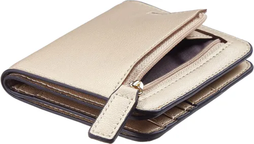 Vista 7 de Gostwo - Cartera compacta de piel genuina de lujo para mujer con bloqueo de RFID y ventana de identificación