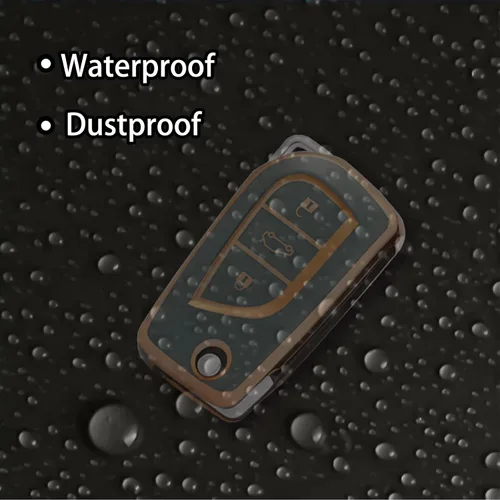 Vista 5 de Compatible con funda para llavero Toyota con patrón dorado, TPU suave, protección de 360 grados, para llave inteligente Fortuner Tundra Camry RAV4
