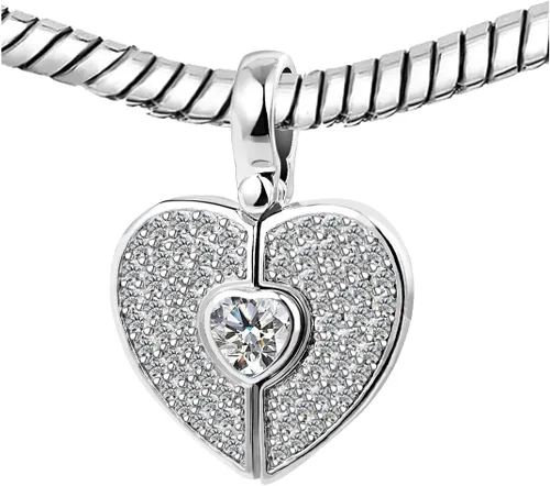 Vista 3 de KunBead Collar con dije de piedra natal de corazón que se puede abrir para hija, compatible con pulseras Pandora
