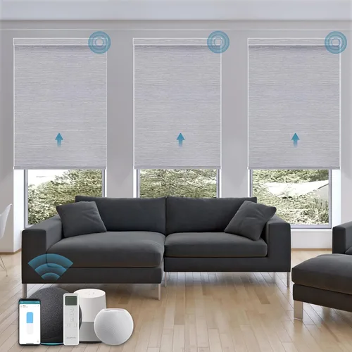Vista 33 de Persiana Motorizada, Compatible con Homekit Thread-Enabled, Persianas Inteligentes 100% Opacas con Control Remoto, Persiana Enrollable Eléctrica