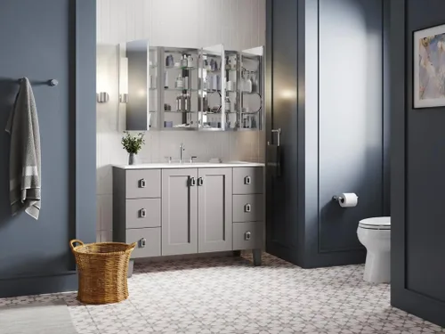 Vista 2 de KOHLER 99001-NA Verdera - Botiquín de baño de 15 pulgadas de ancho x 30 pulgadas de alto con espejo de aumento, gabinete de pared de baño empotrado