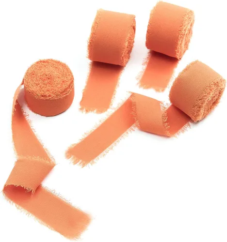Vista 12 de 4 rollos de cinta de seda hecha a mano con flecos de 1.5 pulgadas x 5 yardas (4 rollos de 20 yardas) para invitaciones de boda, ramos de novia