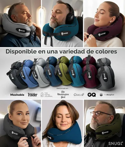 Vista 9 de SNUGL Almohada de viaje – Almohada cervical de avión, almohadas de viaje para aviones, almohadas cervicales de espuma viscoelástica – Esenciales