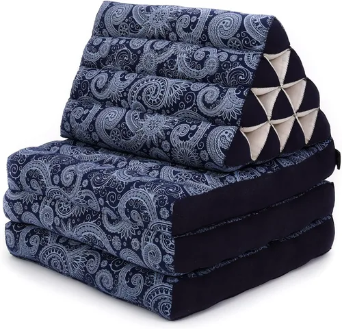 Vista 3 de Leewadee Colchón de suelo con cojín triangular, silla de piso con soporte para el respaldo, silla reclinable de lectura y cama para dormir, cojín