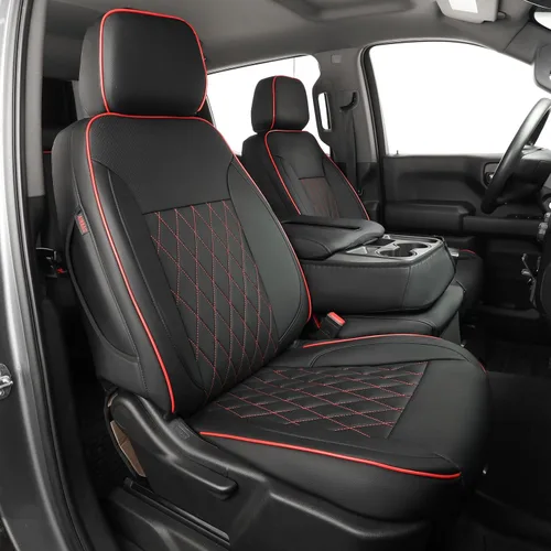 Vista 22 de EKR Fundas para Asientos Silverado de Ajuste Personalizado para (Cabina Doble) 2014 2015 2016 2017 2018 Chevrolet Silverado 1500 & HD 2500/3500