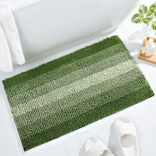 Vista 17 de Gibelle Alfombras de baño negras, alfombra de baño de chenilla de lujo, alfombra pequeña antideslizante para ducha y alfombras de piso para baño