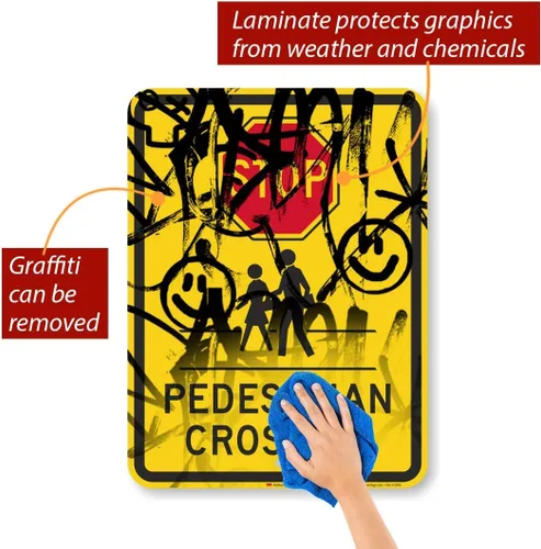 Vista 7 de SmartSign Letrero "Stop - Peatón Crossing" 18" x 24" 3M de aluminio reflectante de alta intensidad