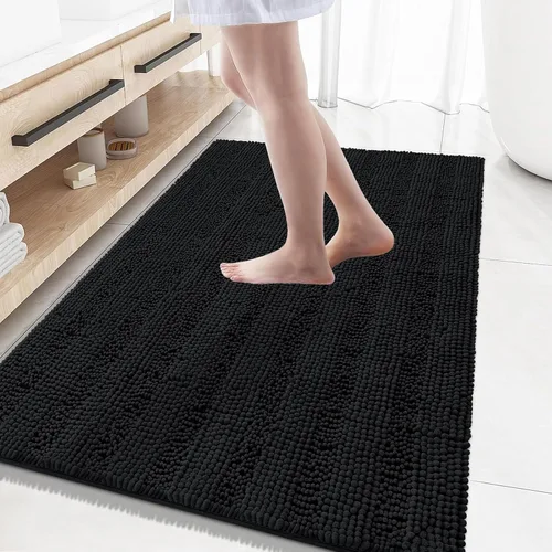 Vista 179 de Grandaily Alfombras de baño de felpilla a rayas de 24 x 16 pulgadas, extra gruesas y suaves, absorbentes, parte trasera de goma, alfombra de ducha