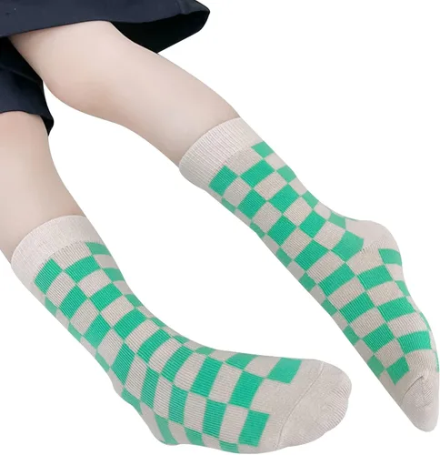 Vista 4 de Calcetines tobilleros de algodón a cuadros para niñas y niños pequeños unisex