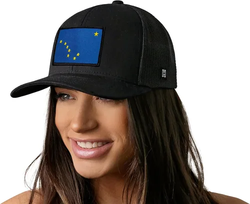 Vista 4 de HAKA Gorra de béisbol unisex con diseño de bandera del estado Gorra de béisbol de malla de camionero