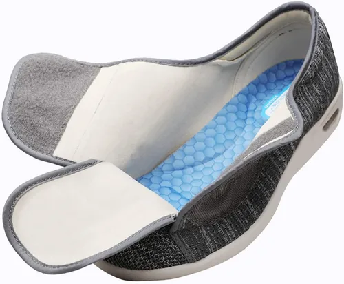 Vista 4 de Zapatos para diabéticos para mujer, zapatos casuales ajustables para caminar, zapatos anchos para ancianos, pies hinchados, antideslizantes, cojín