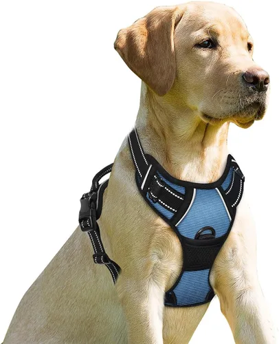 Vista 49 de BARKBAY - Arnés para perro sin tirones con clip frontal, material resistente y reflectante, asa de fácil control para pasear perros grandes